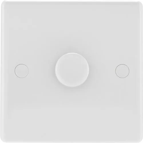 BG 881P White Round Edge 2-Way Single Leading Edge Dimmer Push On/Off