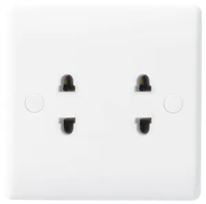 BG 898 White Round Edge 16A Double Shuttered Euro Socket