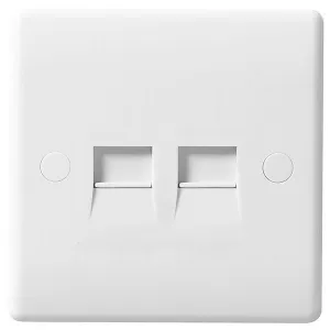 BG 8RJ11/2 White Round Edge RJ11 Double Data Outlet Socket (Screw)