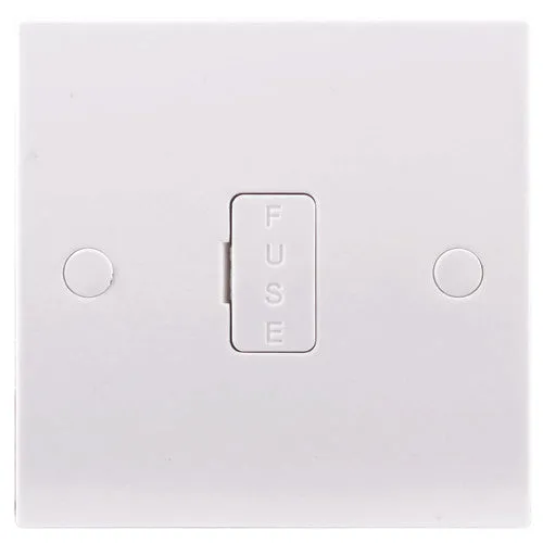 BG 953 White Square Edge Unswitched Spur   3A Fuse