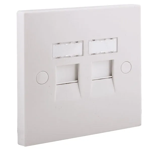 BG 9RJ45/2 White Square Edge RJ45 Double Data Outlet Socket (Screw)