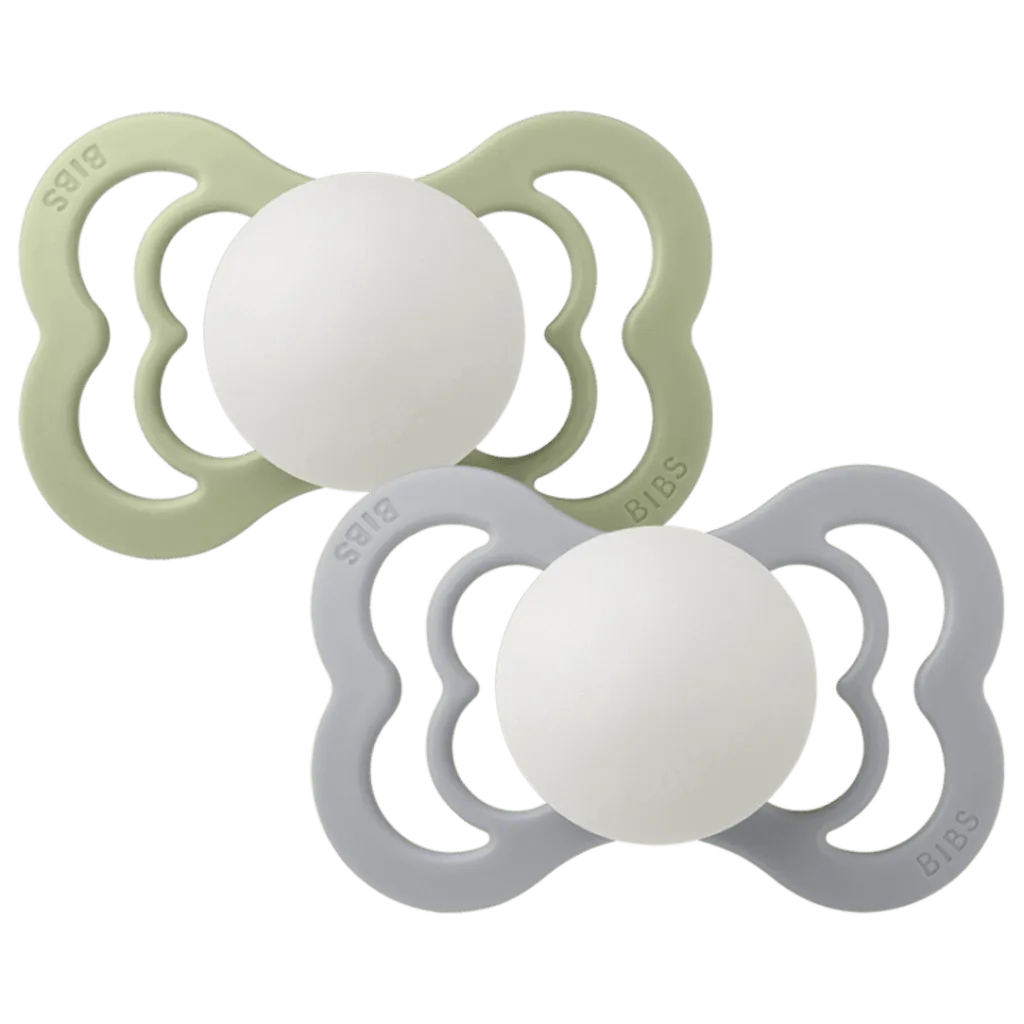 BIBS Pacifier Supreme 2 Pack Silicone - Sage Glow / Cloud Glow