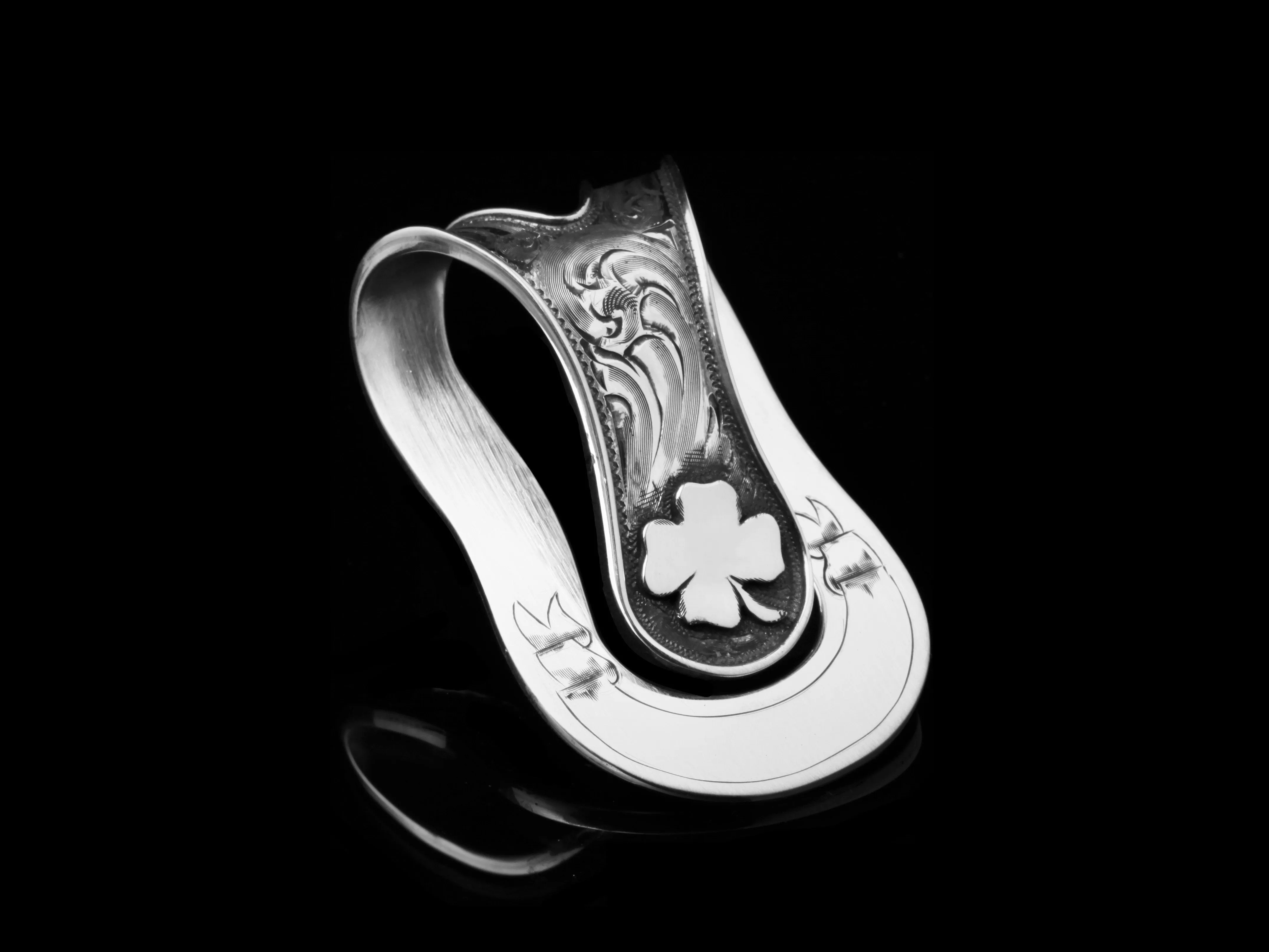 Big Bend 4 Leaf Clover Engraved Money Clip With Wire