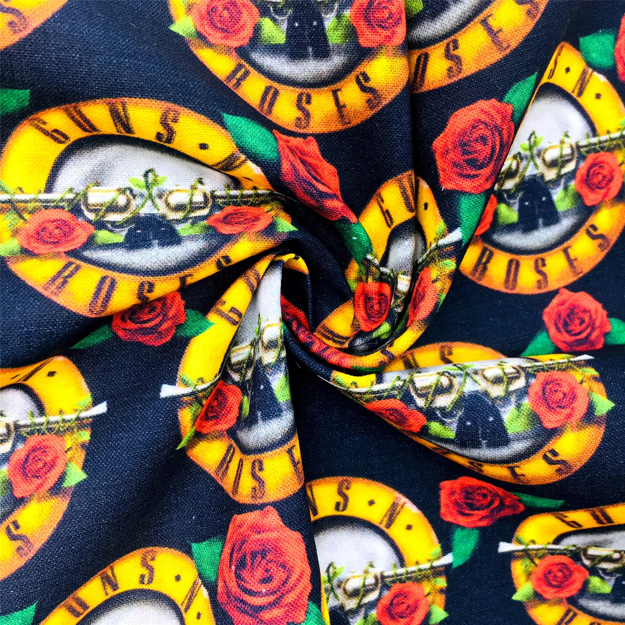 black series gun printed fabric