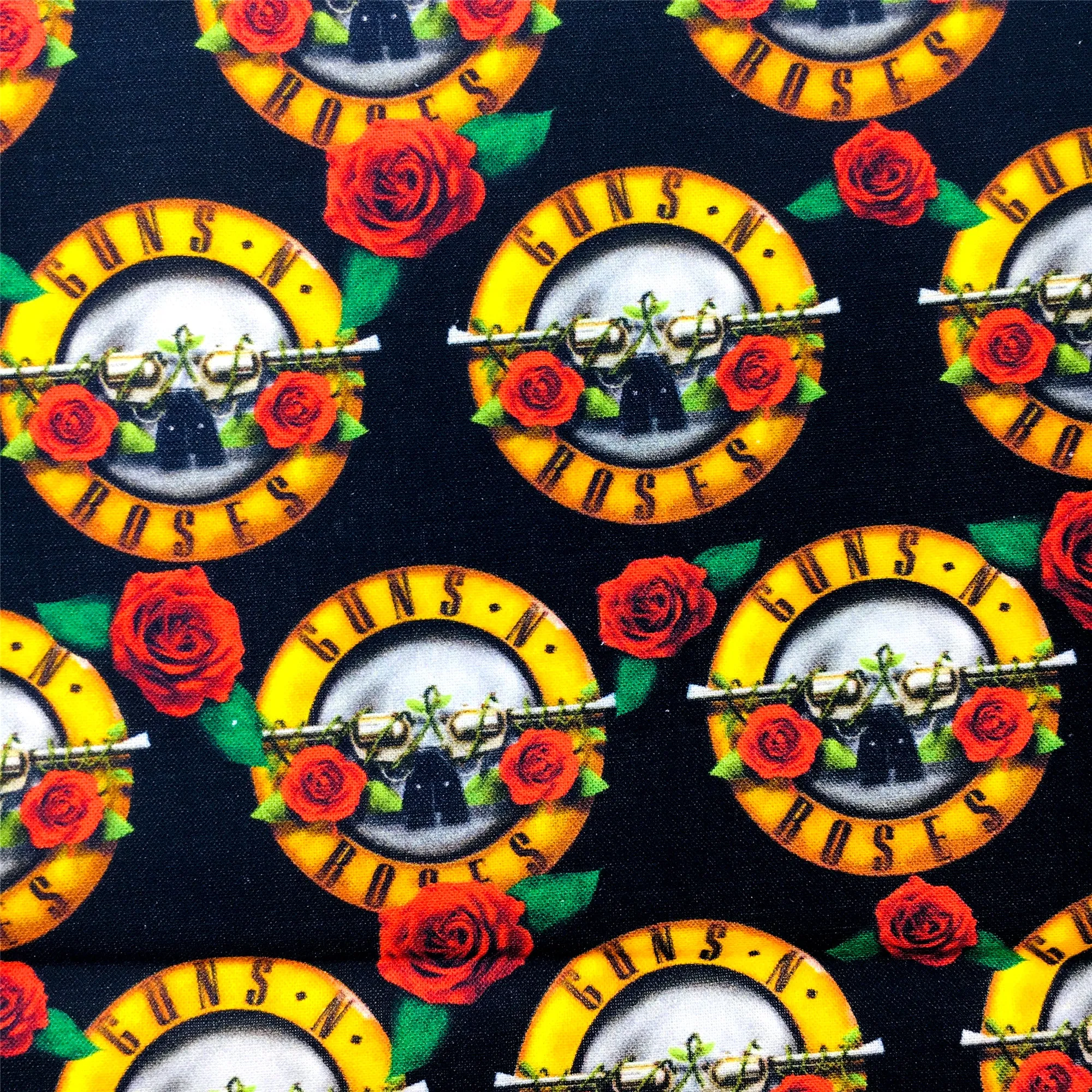 black series gun printed fabric