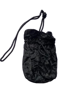Black Velvet Crossbody Bucket Bag