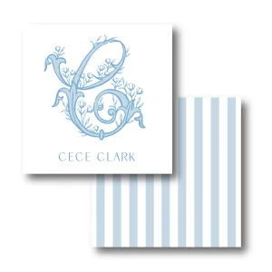 Blue Floral Monogram Bag Tag