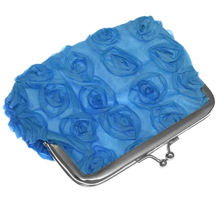 Blue Kisslock Flower Coin Purse
