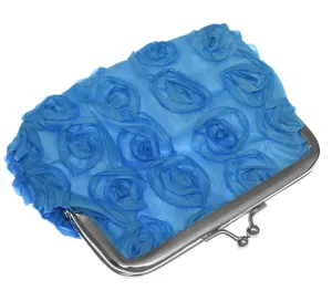 Blue Kisslock Flower Coin Purse