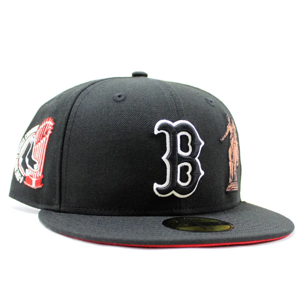 Boston Red Sox 8X Champions New Era 59Fifty Fitted Hat (Glow in the Dark Black Red Under Brim)