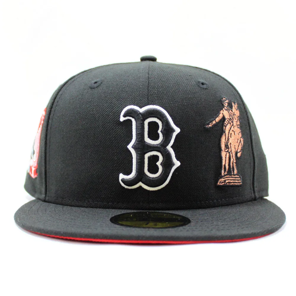 Boston Red Sox 8X Champions New Era 59Fifty Fitted Hat (Glow in the Dark Black Red Under Brim)