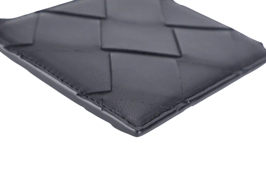 BOTTEGA VENETA MAXI INTRECCIATO BLACK L SHAPE ZIPPY WALLET WITH DUST COVER AND BOX
