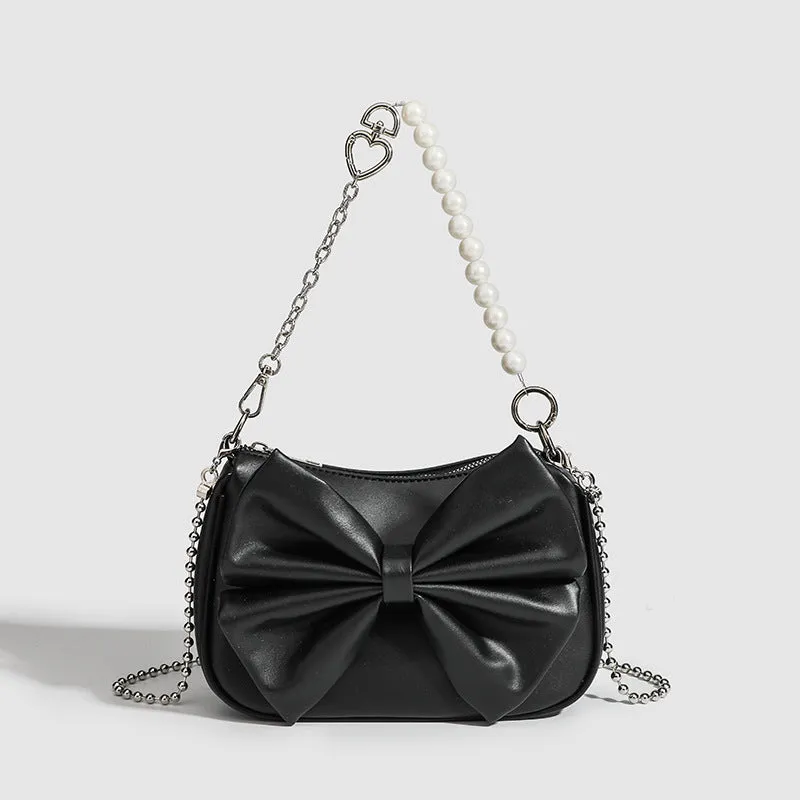 Bow Pearl Chain Shoulder Bag