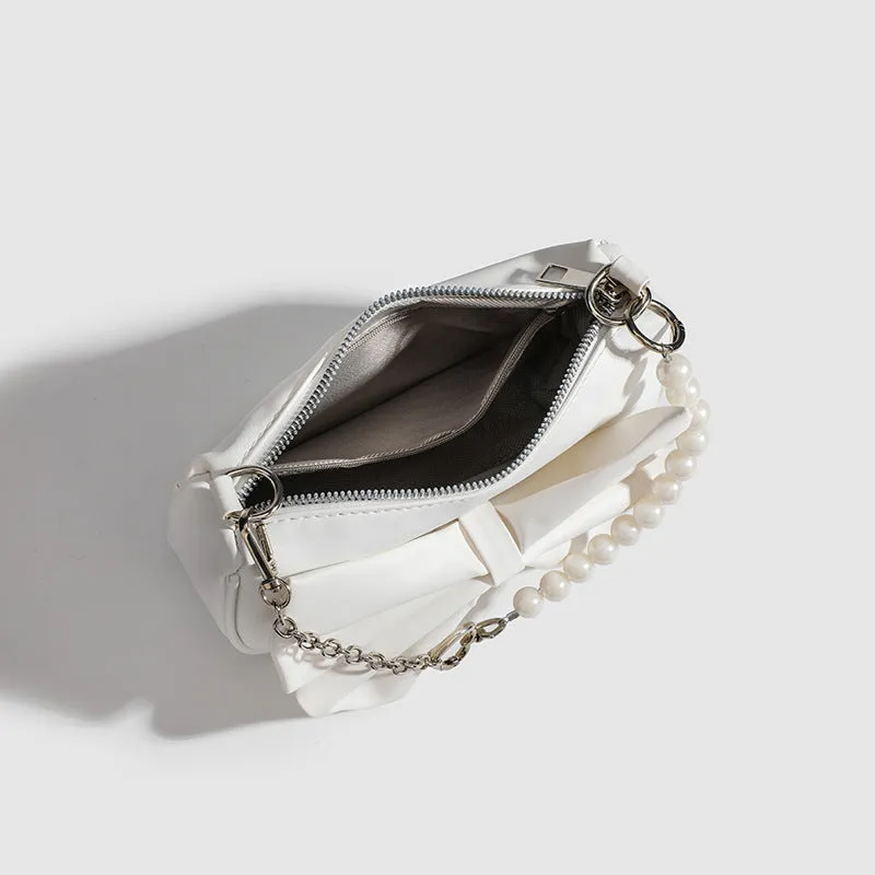 Bow Pearl Chain Shoulder Bag