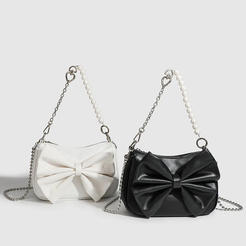 Bow Pearl Chain Shoulder Bag
