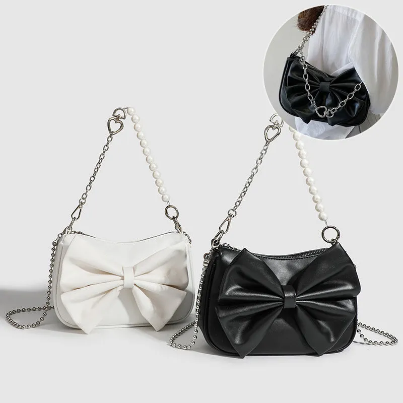 Bow Pearl Chain Shoulder Bag
