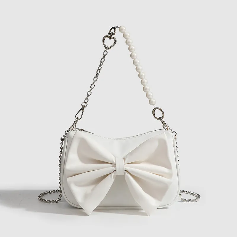 Bow Pearl Chain Shoulder Bag