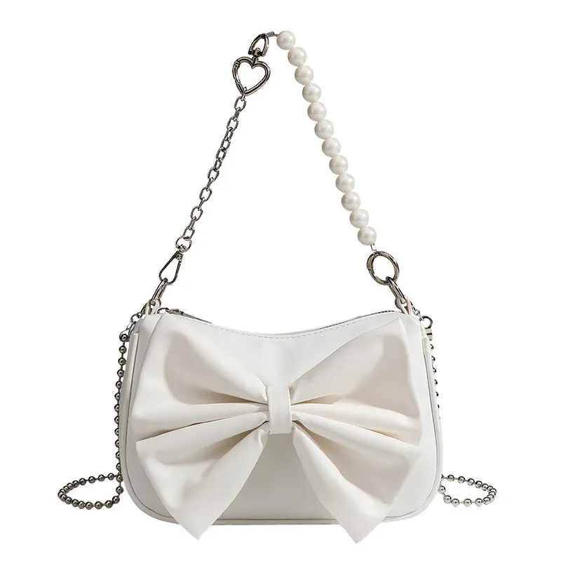 Bow Pearl Chain Shoulder Bag
