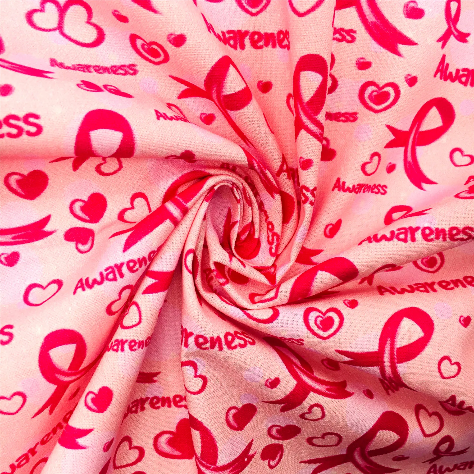 Breast Cancer Theme Printed Fabric