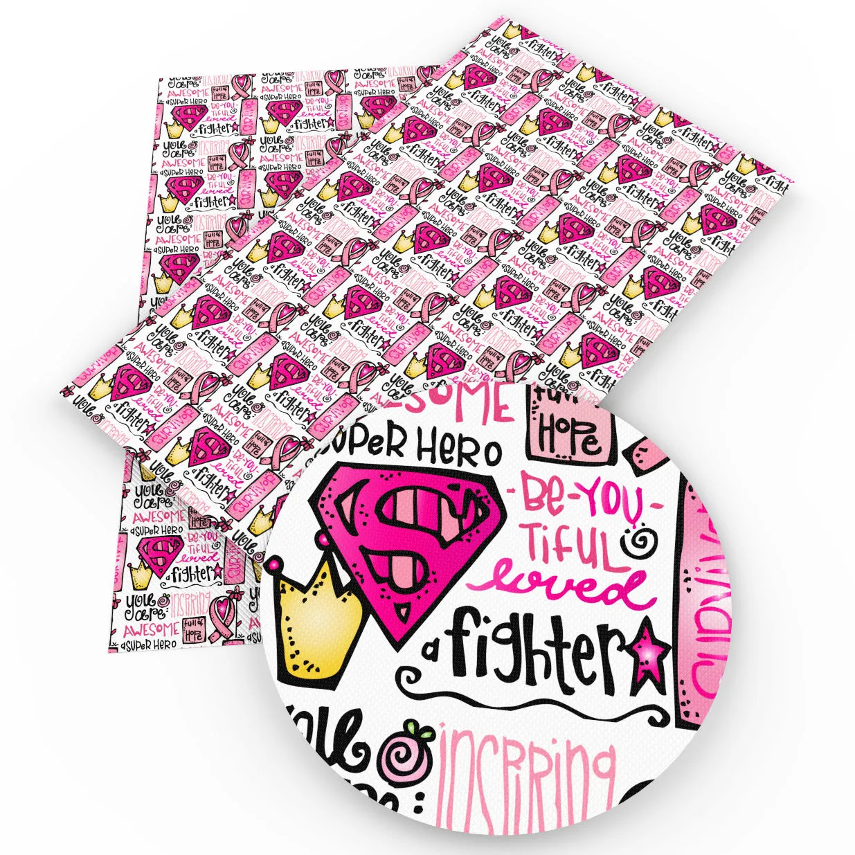 Breast Cancer Theme Printed Fabric