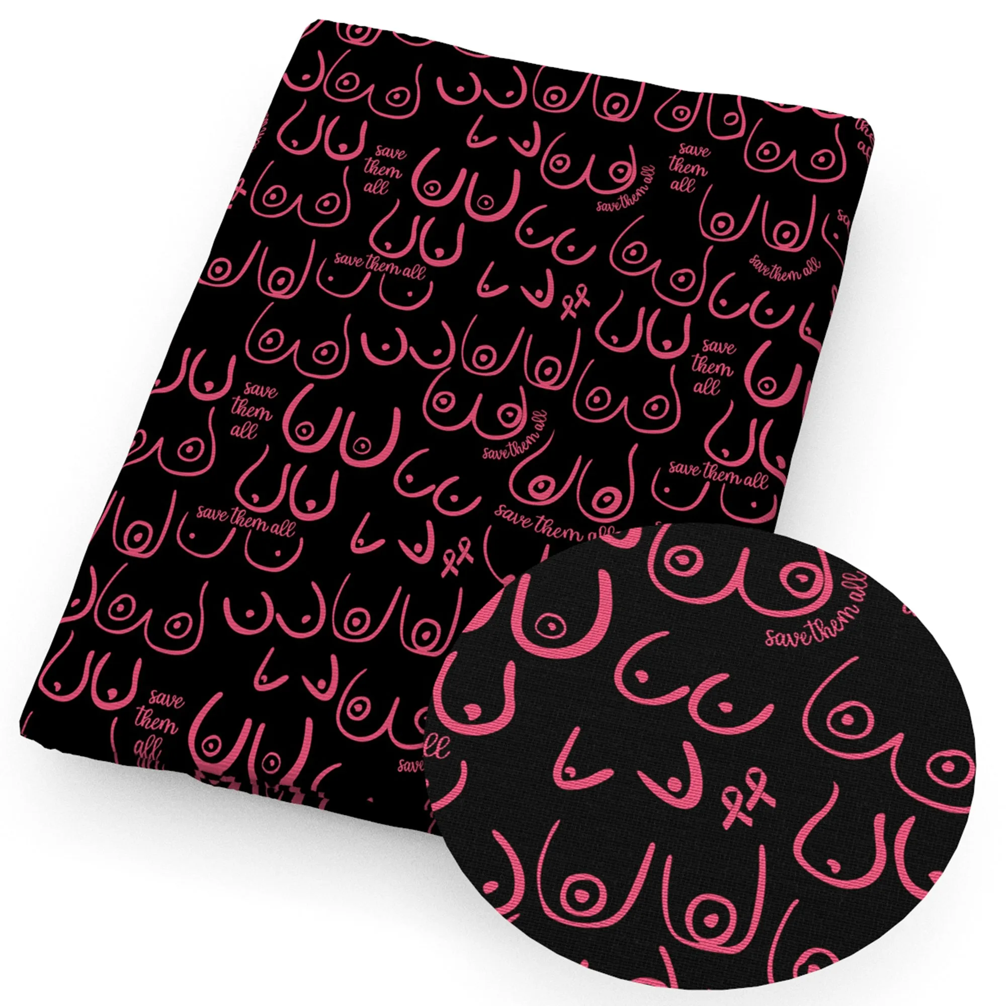 Breast Cancer Theme Printed Fabric