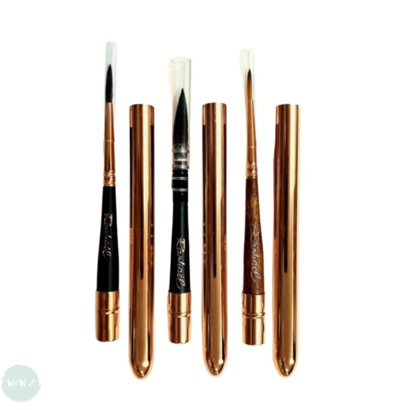 BRUSH SET - Raphael LE VOYAGEUR - Two-Part Travel Brushes - 3 assorted Rounds in Leather Case