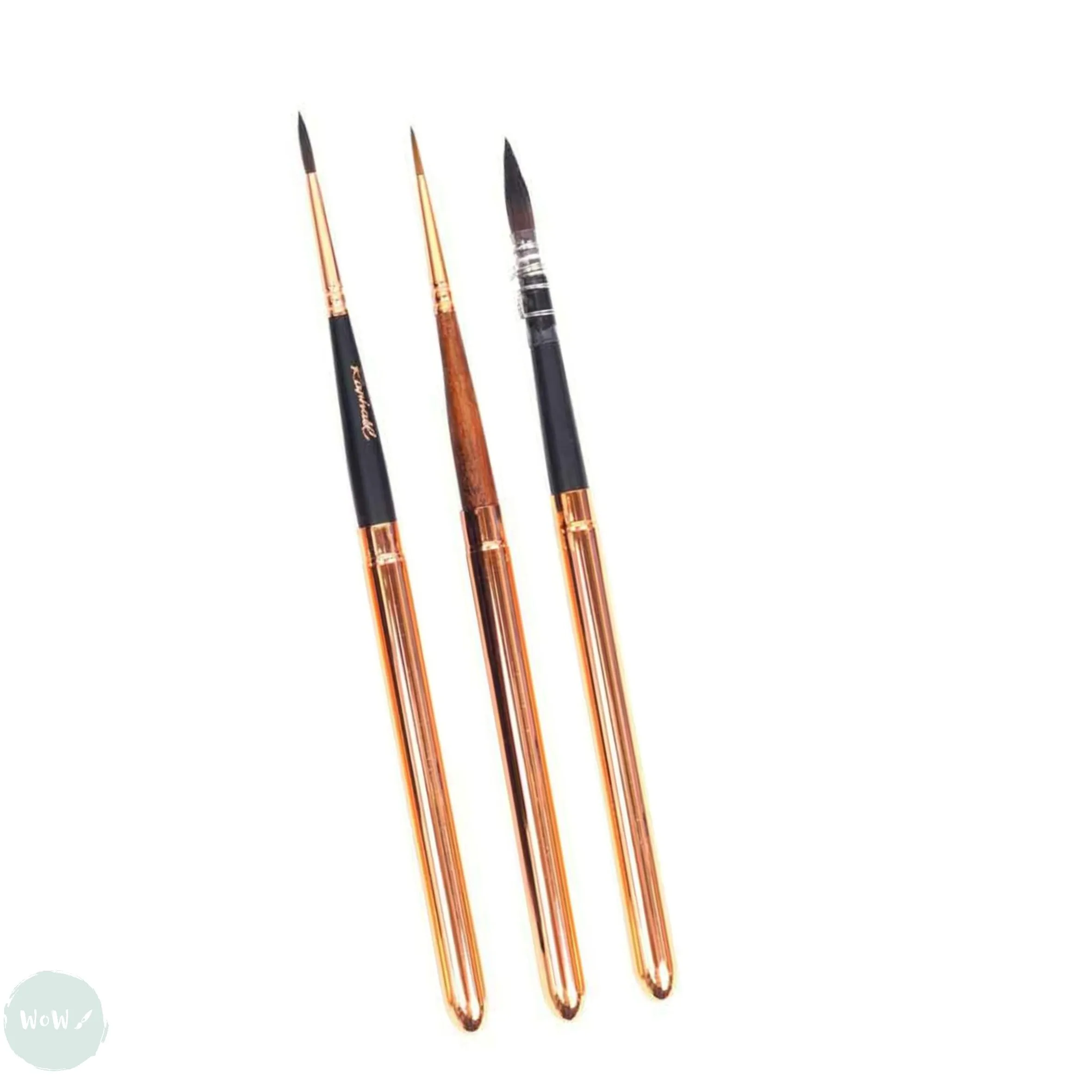 BRUSH SET - Raphael LE VOYAGEUR - Two-Part Travel Brushes - 3 assorted Rounds in Leather Case