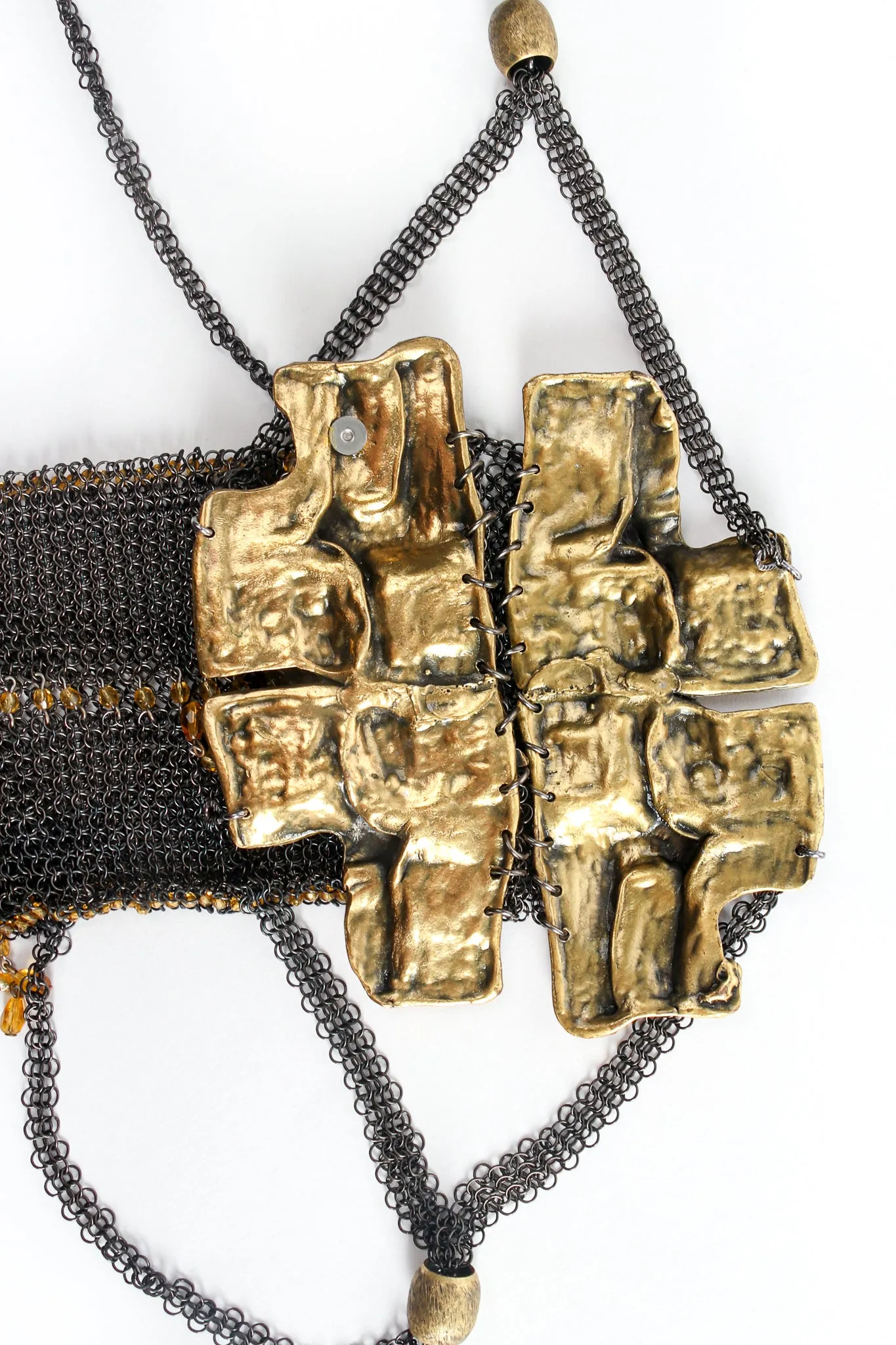 Brutalist Plated Brass Ring Mesh Micro Bag