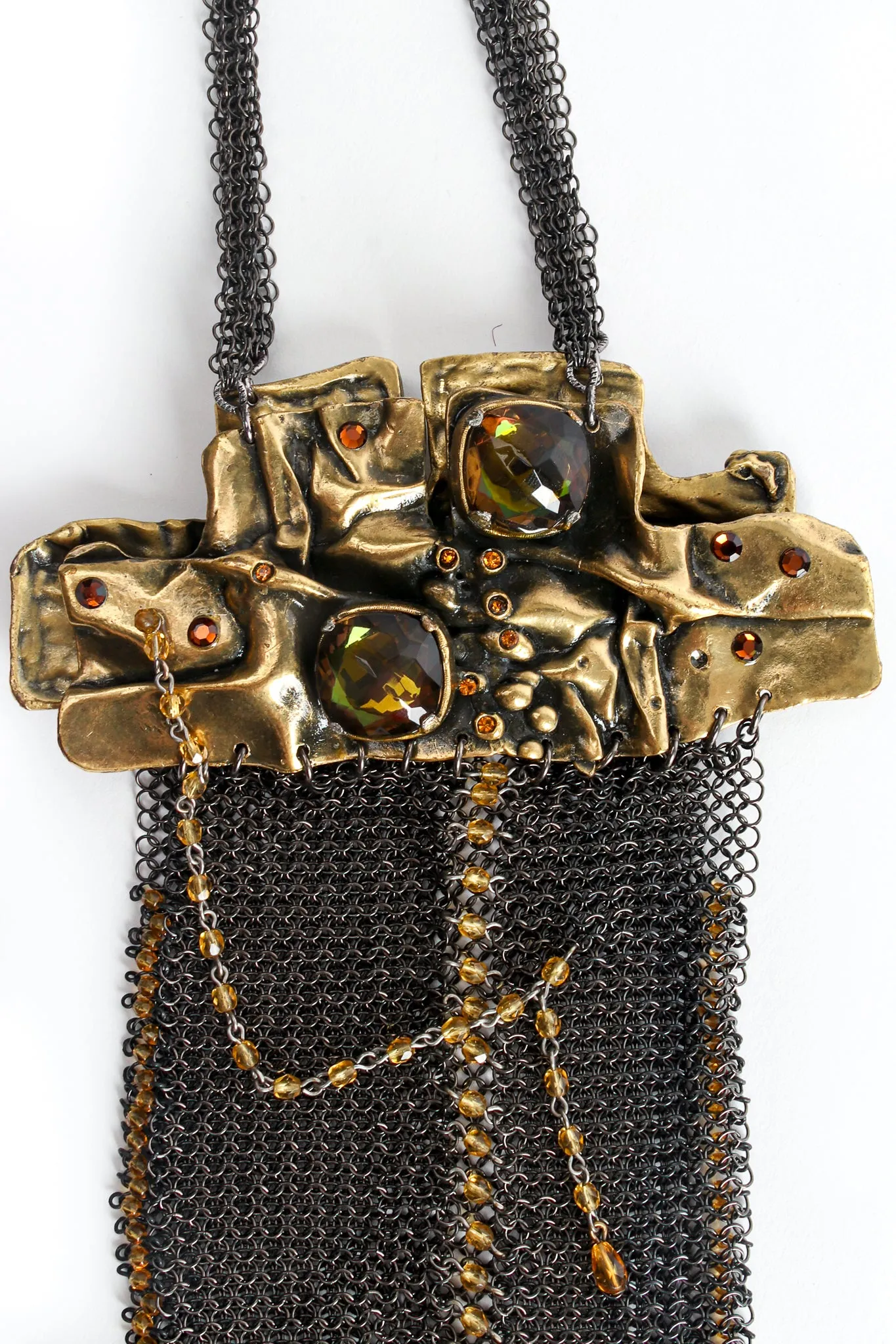 Brutalist Plated Brass Ring Mesh Micro Bag