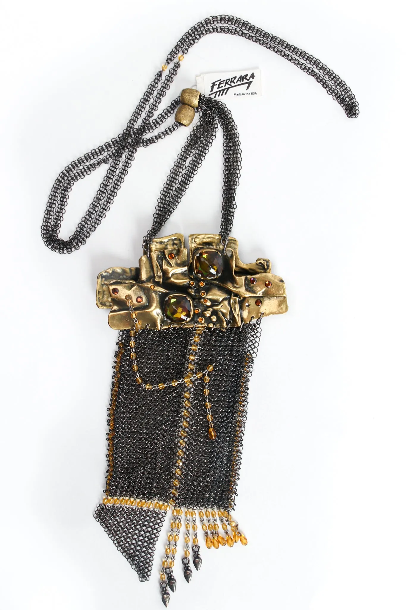 Brutalist Plated Brass Ring Mesh Micro Bag
