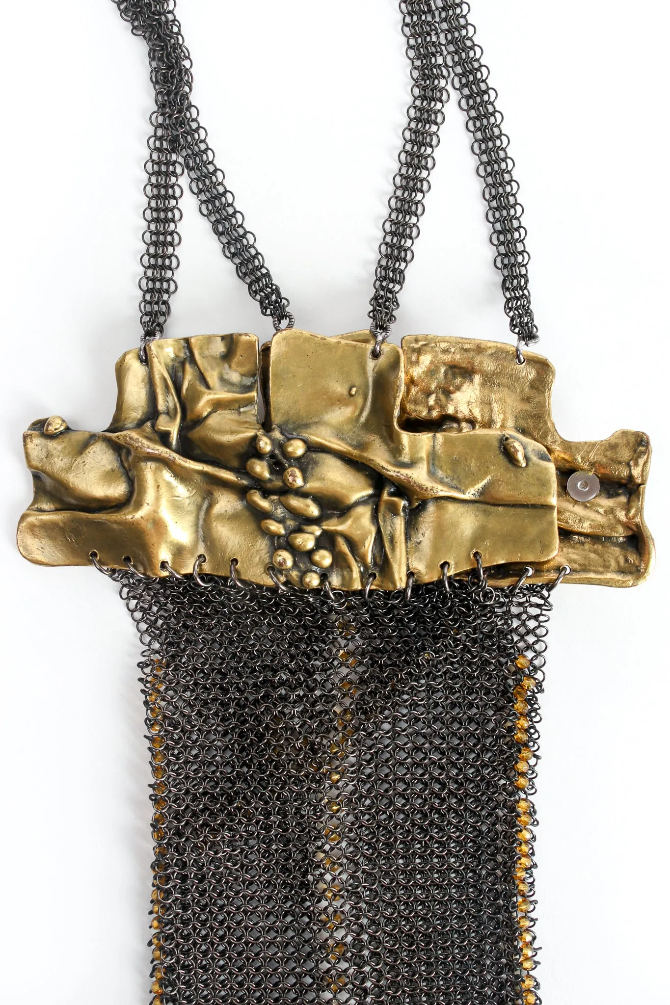 Brutalist Plated Brass Ring Mesh Micro Bag