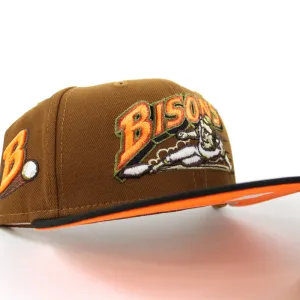 Buffalo Bisons BUFFALO B New Era 59Fifty Fitted Hat (Glow in the Dark TOASTED PEANUT BLACK HUNTER FLAME ORANGE  Under Brim)