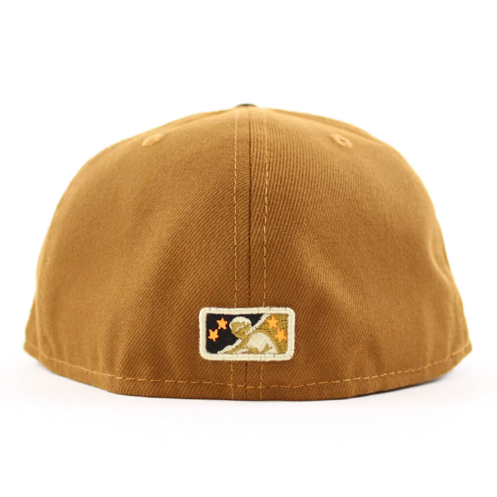 Buffalo Bisons BUFFALO B New Era 59Fifty Fitted Hat (Glow in the Dark TOASTED PEANUT BLACK HUNTER FLAME ORANGE  Under Brim)
