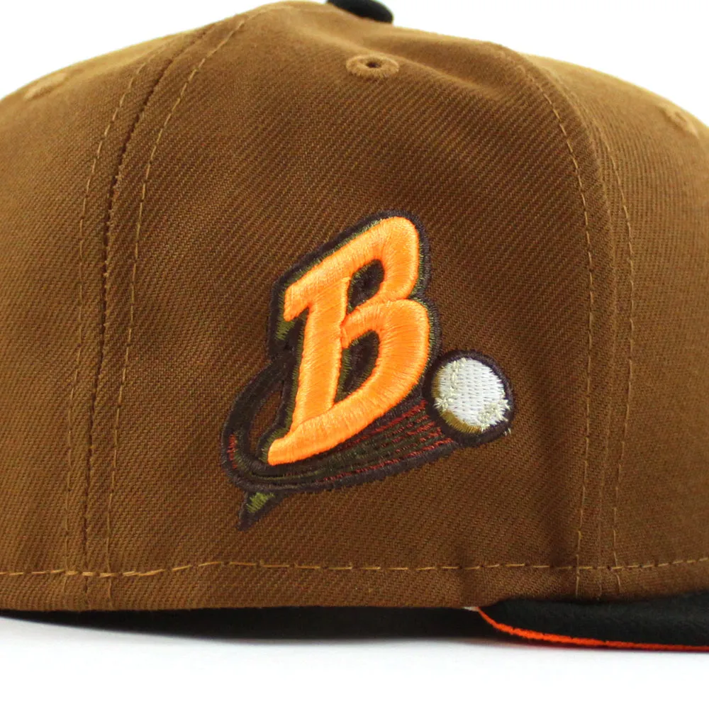 Buffalo Bisons BUFFALO B New Era 59Fifty Fitted Hat (Glow in the Dark TOASTED PEANUT BLACK HUNTER FLAME ORANGE  Under Brim)
