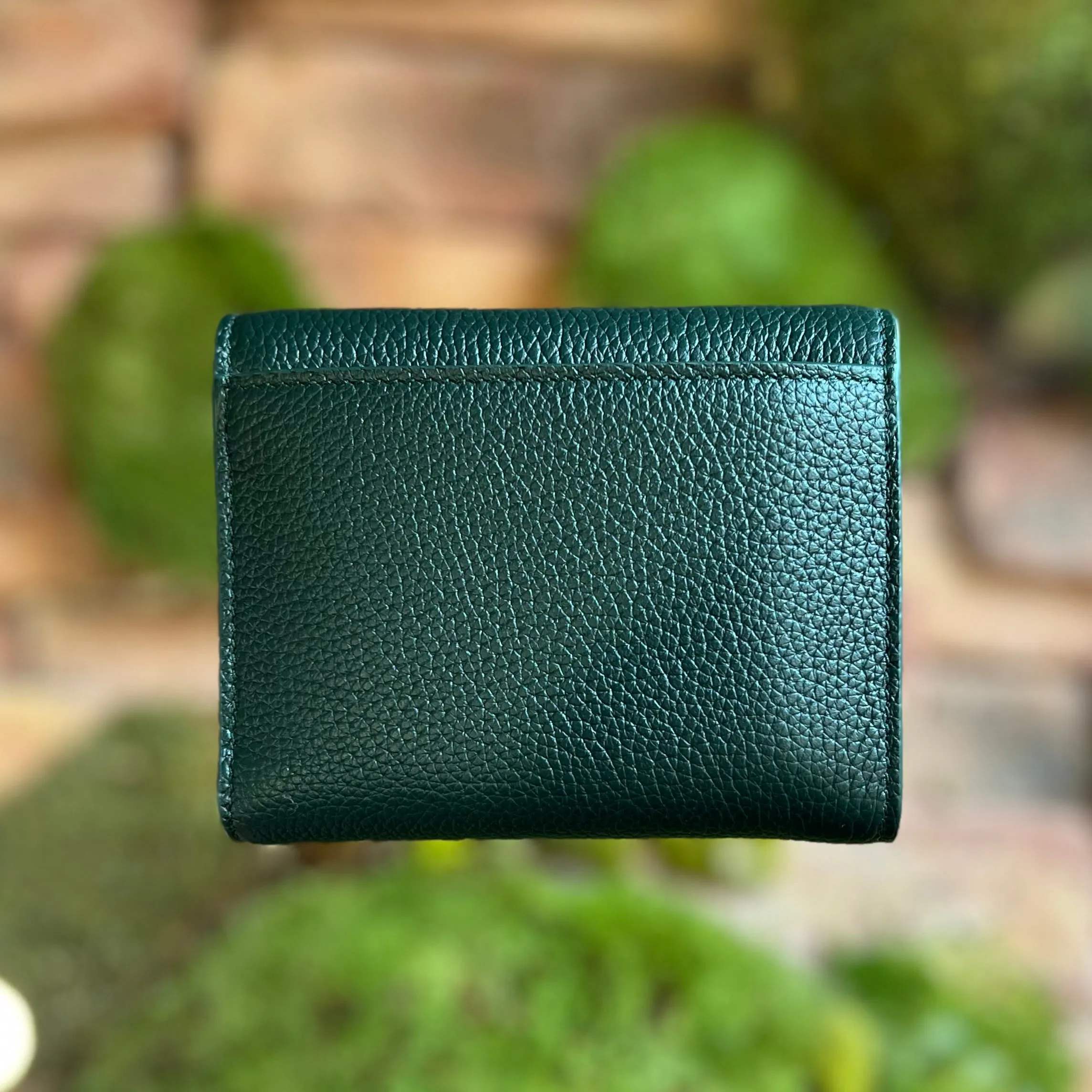 BURBERRY Lola TB Vine Green Grainy Calfskin Compact Wallet