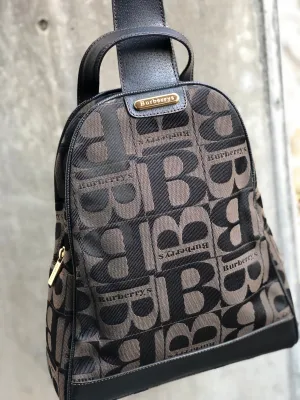 Burberrys Logo pattern Jacquard One-Shoulder bag Brown Vintage Old asmauk