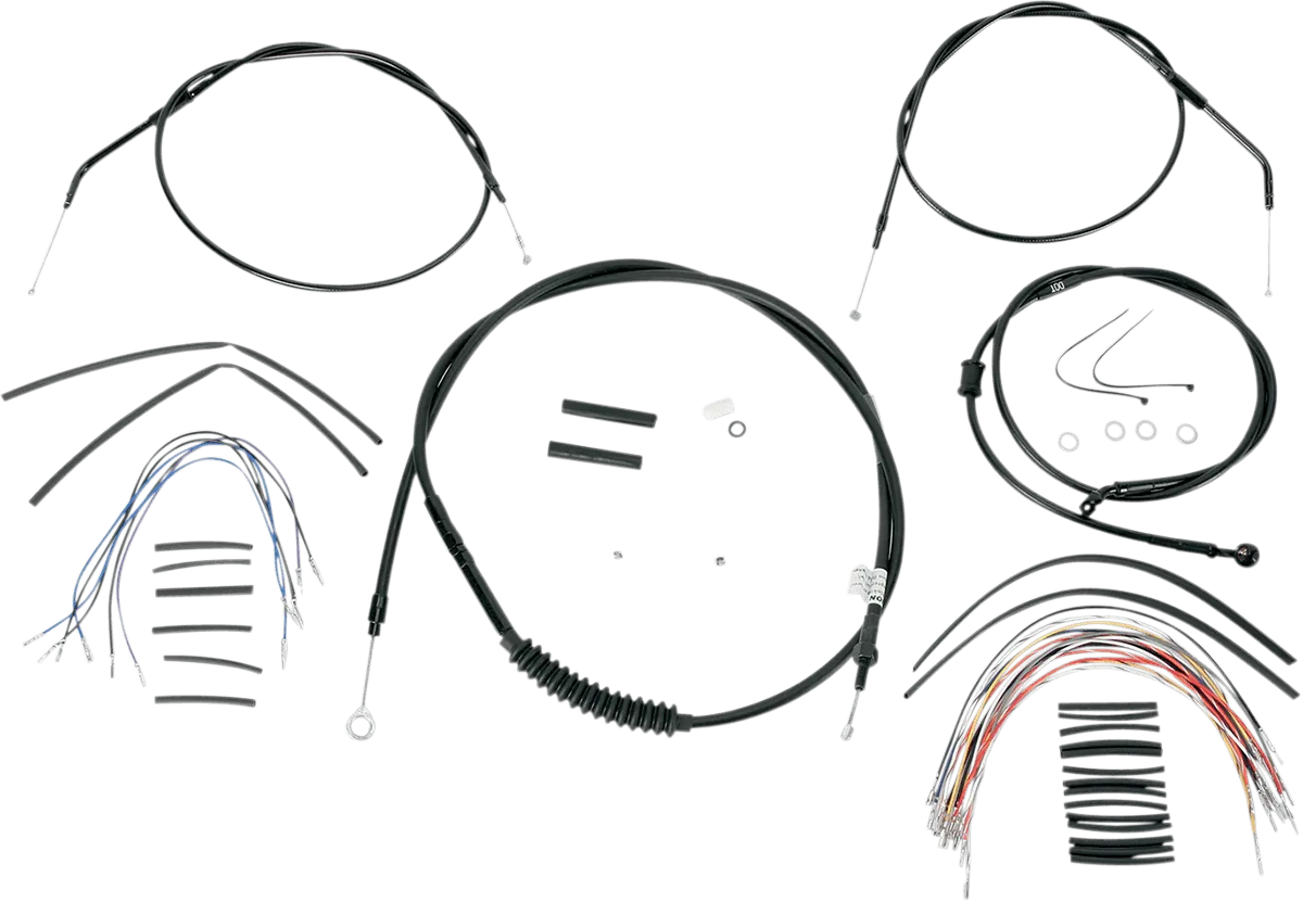 Burly Brand B30-1008 Extended Cable/Brake Line Kit for 12in. Ape Handlebars - Black Vinyl