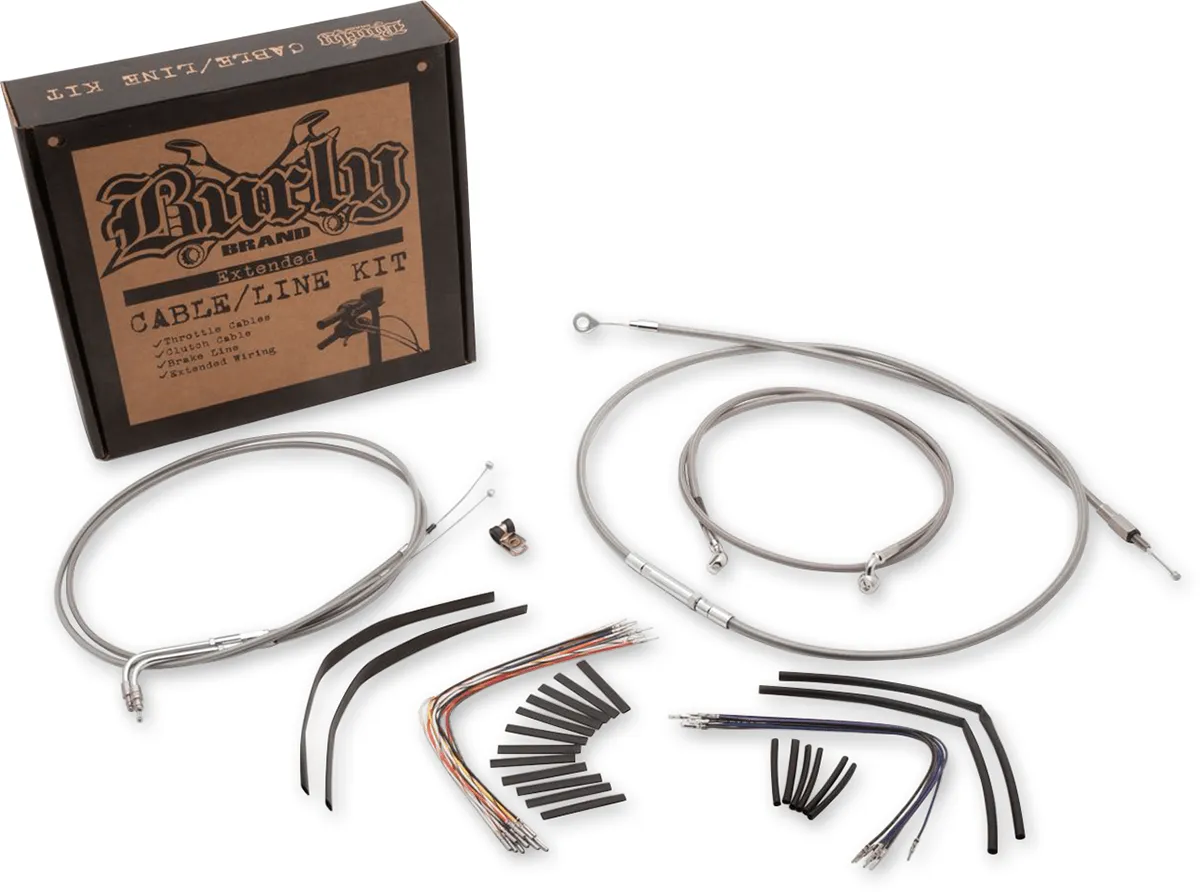 Burly Brand B30-1054 Extended Cable/Brake Line Kit for 16in. Gorilla Handlebars - Stainless Steel