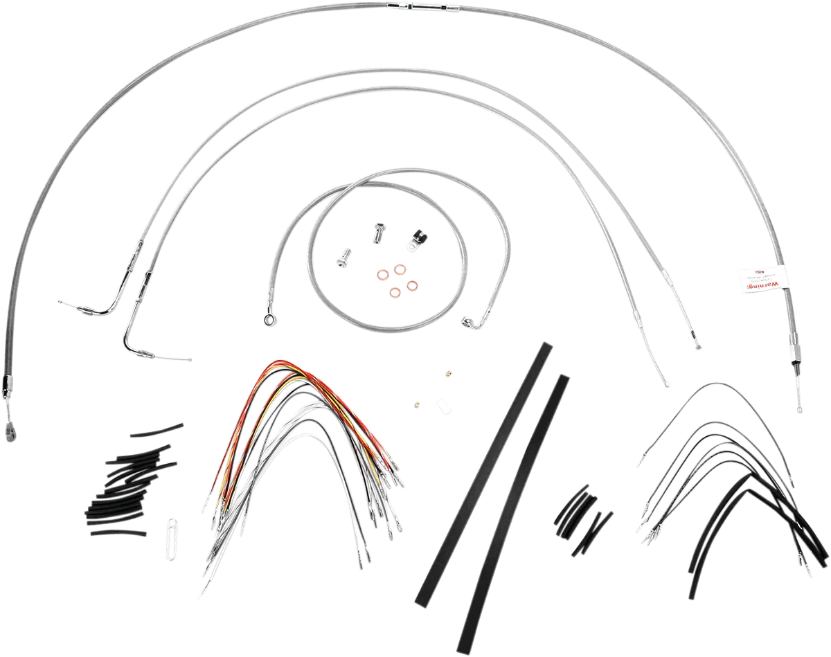 Burly Brand B30-1054 Extended Cable/Brake Line Kit for 16in. Gorilla Handlebars - Stainless Steel