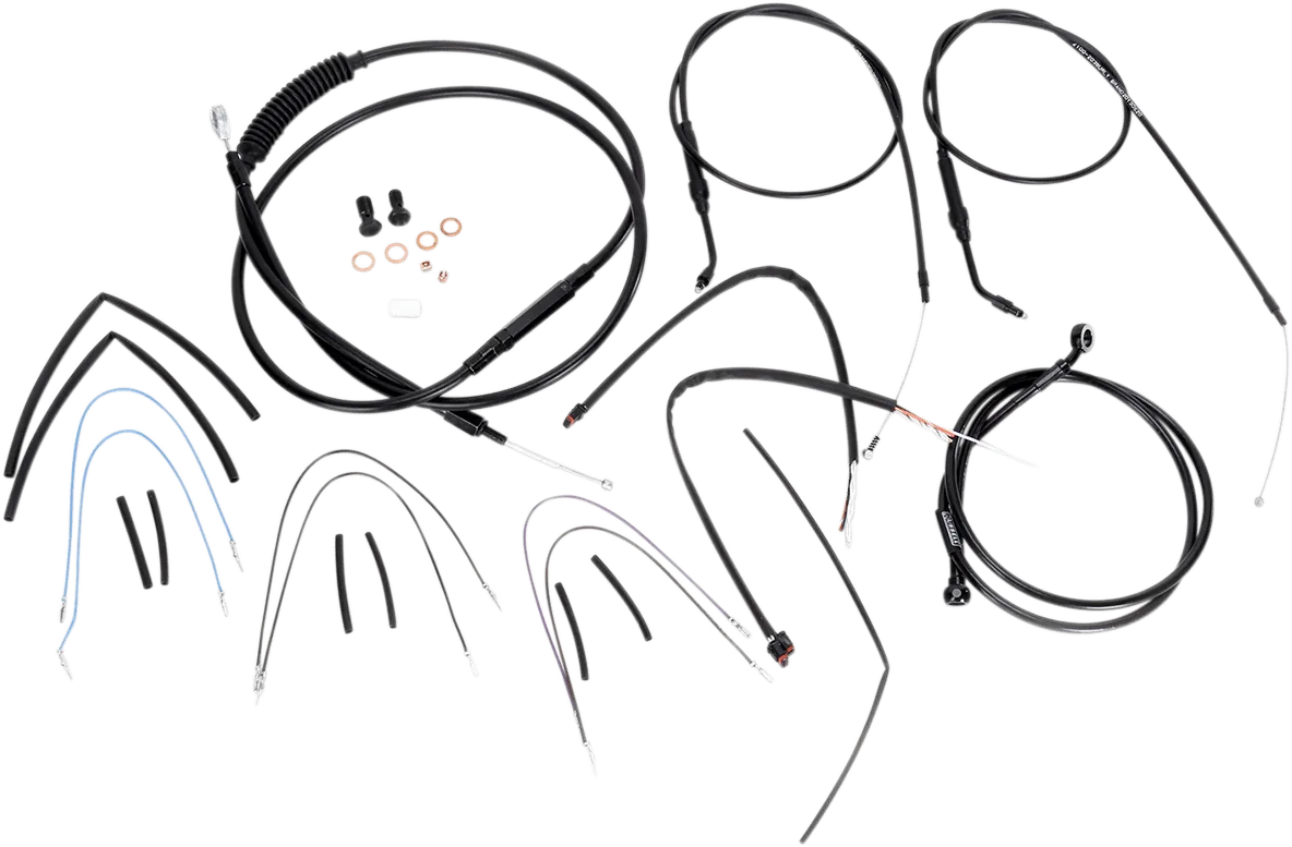 Burly Brand B30-1069 Extended Cable/Brake Line Kit for 16in. Ape Handlebars - Black Vinyl