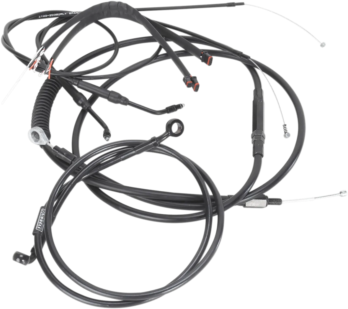 Burly Brand B30-1069 Extended Cable/Brake Line Kit for 16in. Ape Handlebars - Black Vinyl