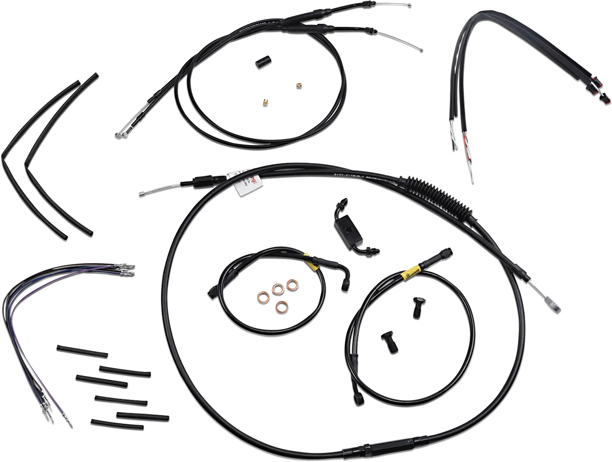 Burly Brand B30-1214 Extended Cable/Brake Line Kit for 12in. Gorilla Handleblars - Black