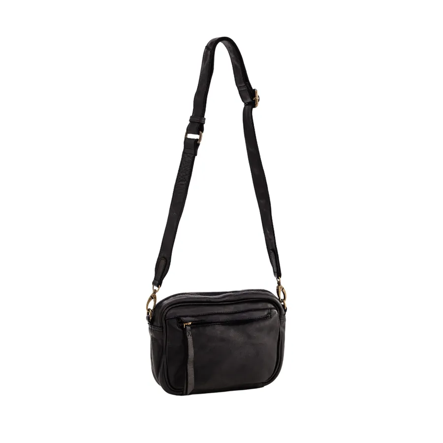 CAMERA CROSSBODY - BLACK LEATHER