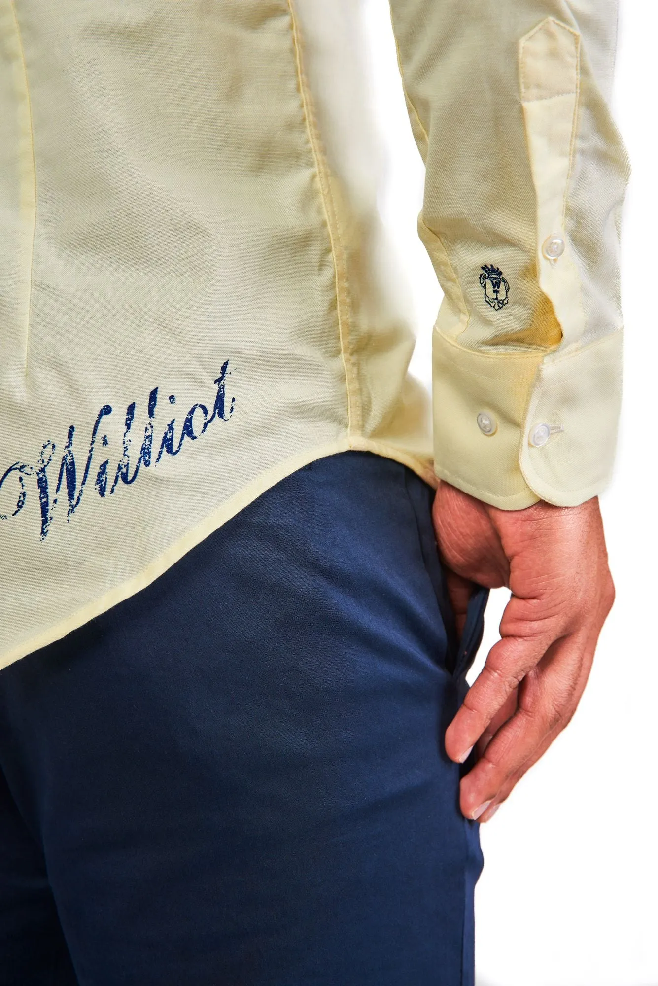 Camisa Oxford Escudo Amarillo Slim Fit