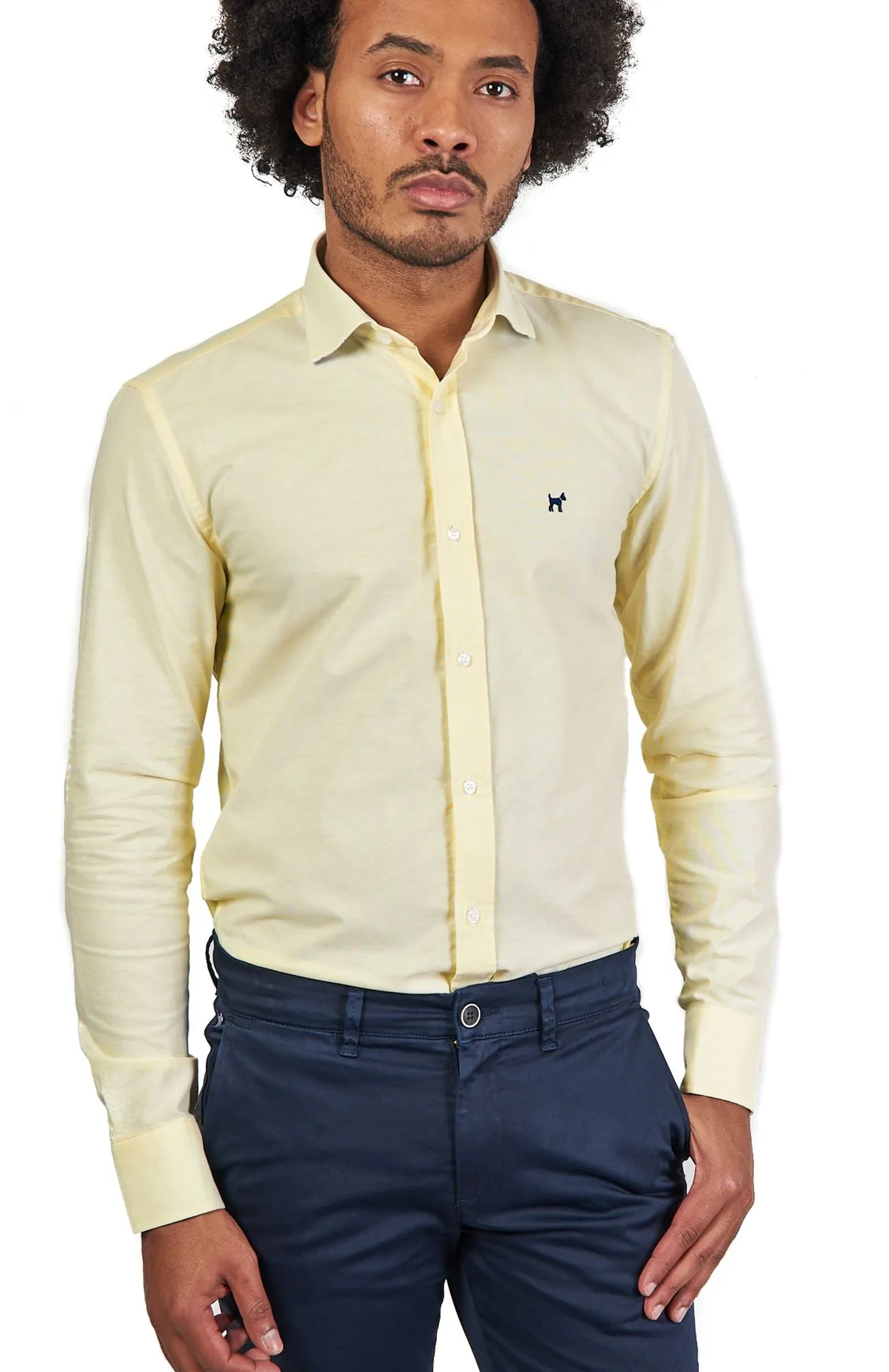 Camisa Oxford Escudo Amarillo Slim Fit