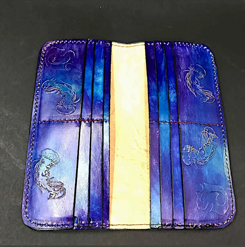 Carved Leather Clutch Wallet