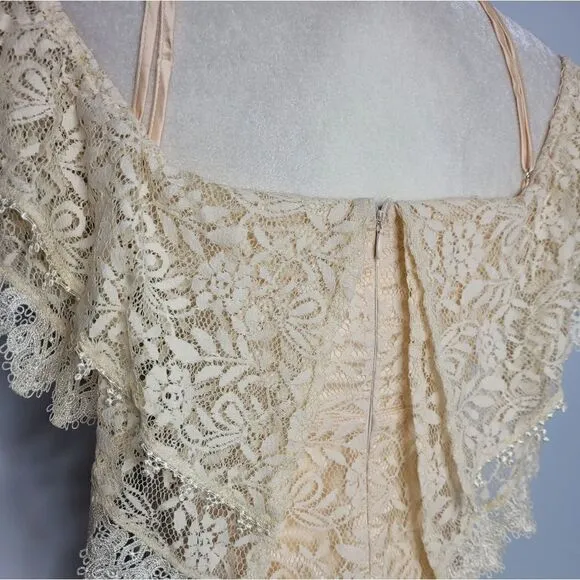 CATTIVO dress lace off shoulder ruffle ivory cream midi S