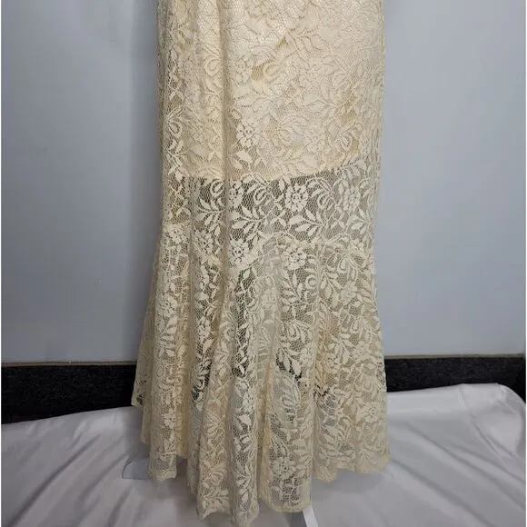 CATTIVO dress lace off shoulder ruffle ivory cream midi S