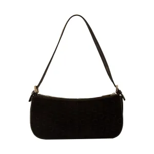 Celine Black Logo Suede Shoulder Bag