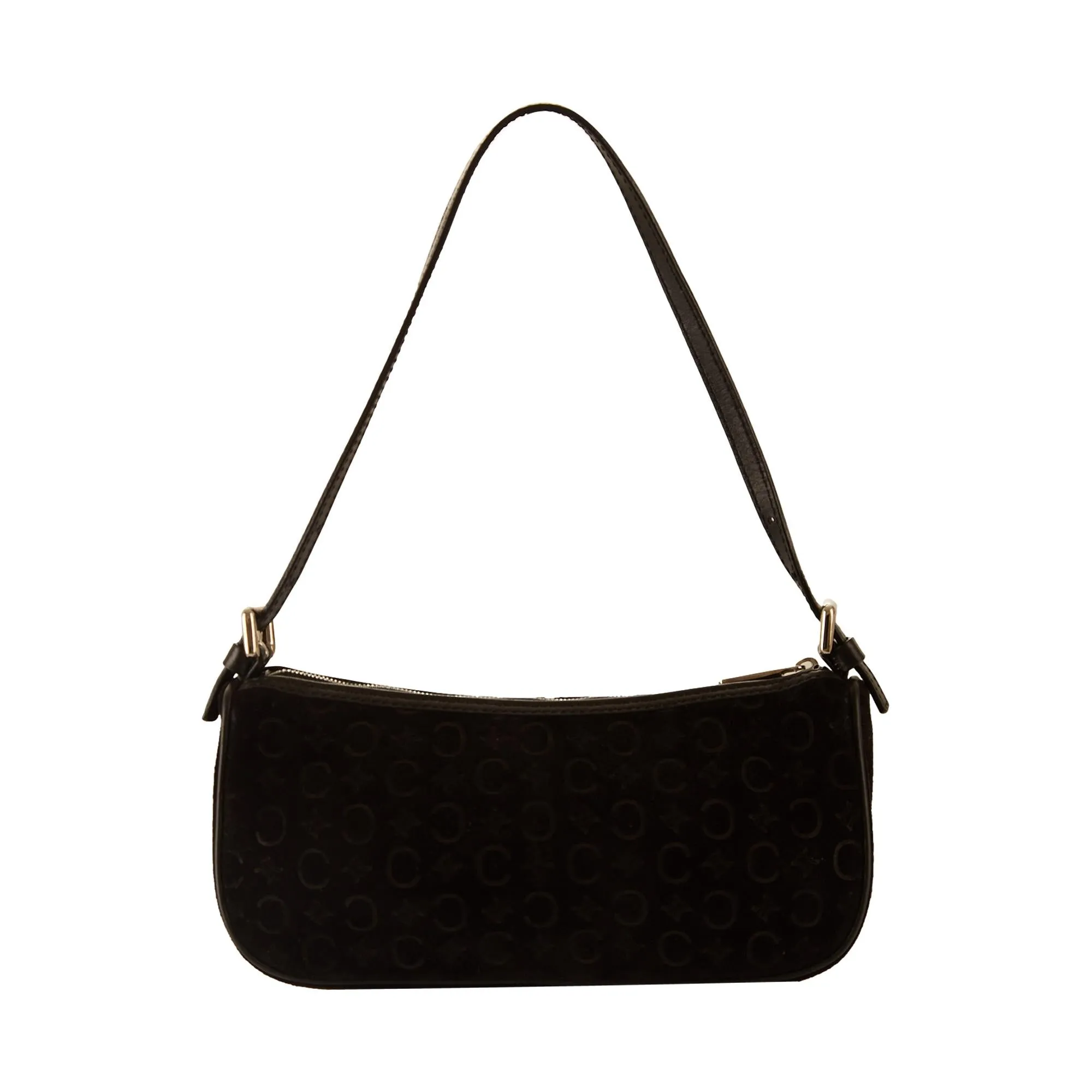 Celine Black Logo Suede Shoulder Bag